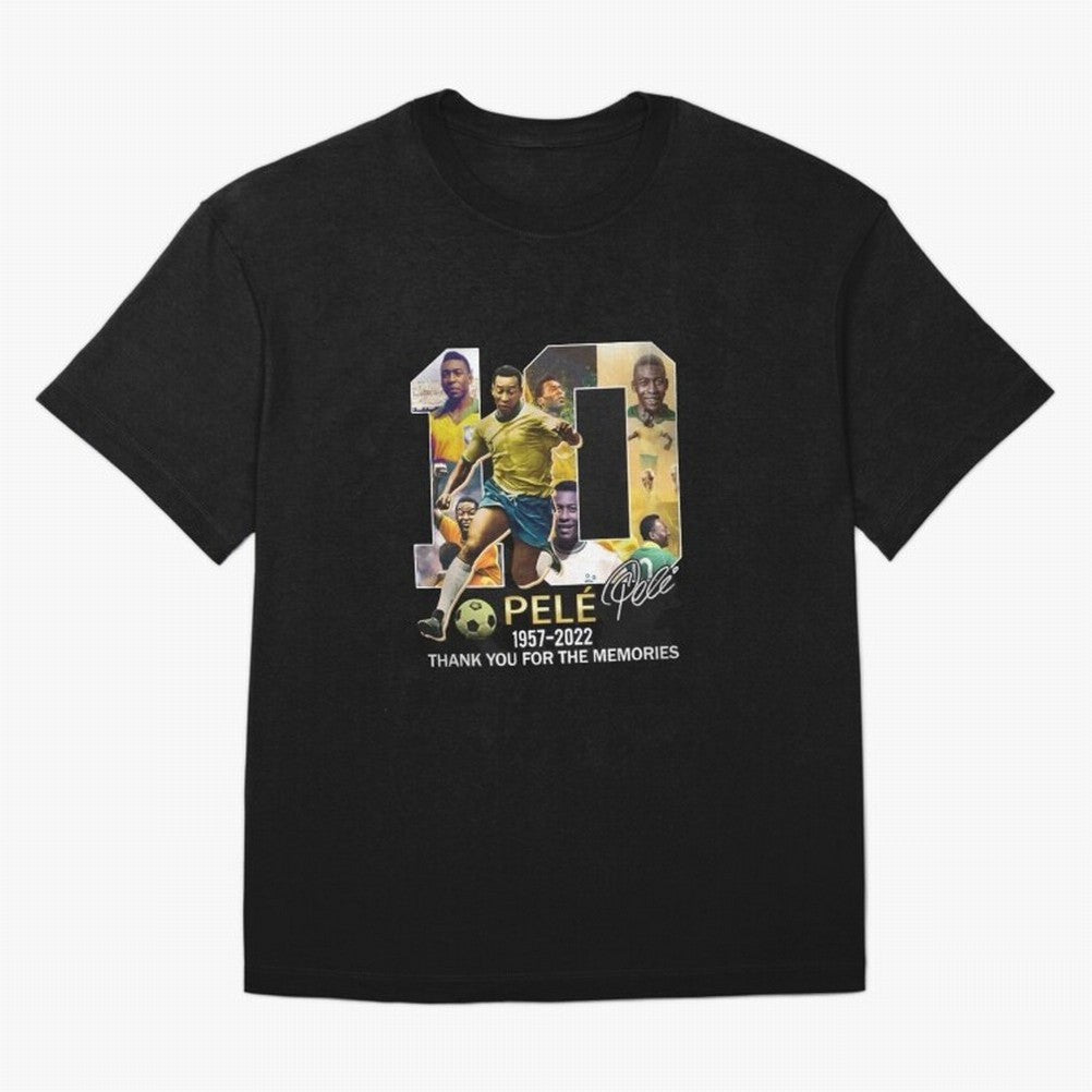 Signed Pele Shirt Oversized T-Shirt Stand with Global Football Passion for FIFA World Cup 2026, Featuring Haaland, Spain and Netherlands, Sports Nostalgia, International Competition, Famous Players and Unforgettable Victories; Made for Die Hard