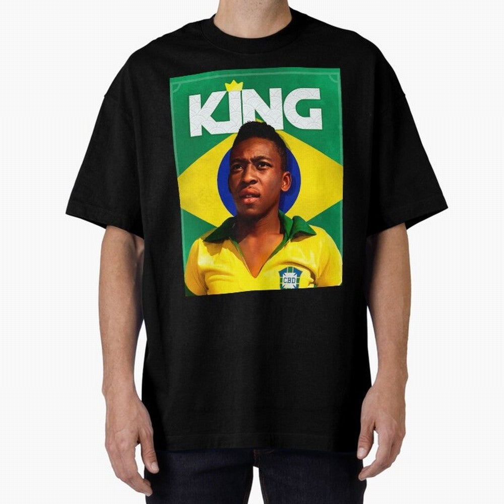 King Pele Oversized T-Shirt Bring Home FIFA World Cup 2026 USA Canada Mexico with Neymar, Germany Energy, Sports Nostalgia, International Competition, Famous Players and Unforgettable Victories; Perfect for Supporters Who Want Bold Football Energy,