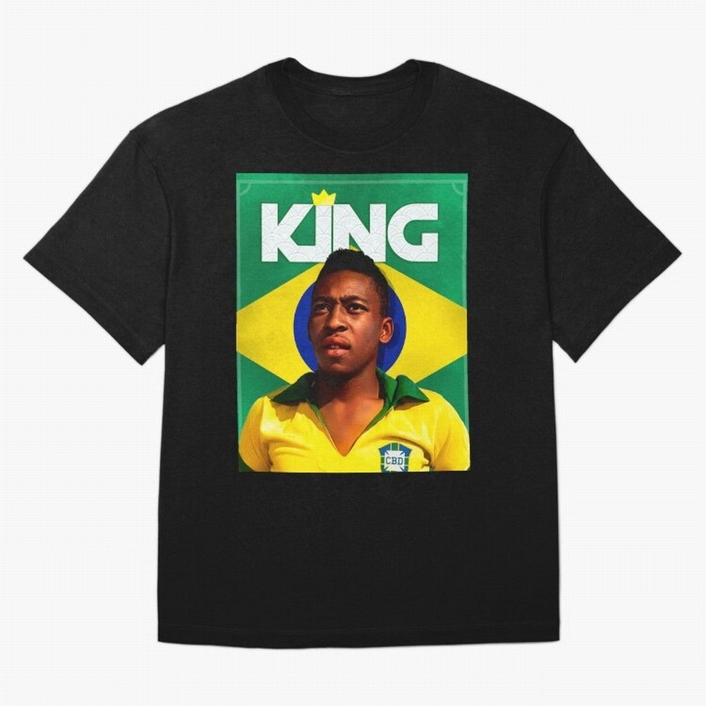 King Pele Oversized T-Shirt Bring Home FIFA World Cup 2026 USA Canada Mexico with Neymar, Germany Energy, Sports Nostalgia, International Competition, Famous Players and Unforgettable Victories; Perfect for Supporters Who Want Bold Football Energy,