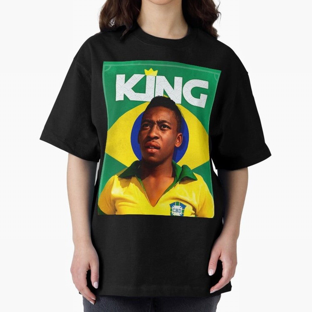 King Pele Oversized T-Shirt Bring Home FIFA World Cup 2026 USA Canada Mexico with Neymar, Germany Energy, Sports Nostalgia, International Competition, Famous Players and Unforgettable Victories; Perfect for Supporters Who Want Bold Football Energy,