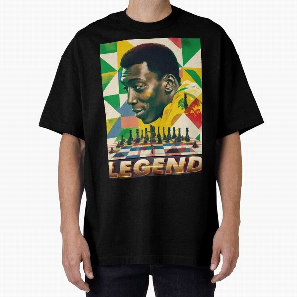 Signed Pele Shirt Oversized T-Shirt Cheer for FIFA World Cup 2026 Spirit, Highlighting England, Messi, CR7 and Mbappe, Championship Spirit, Famous Goals, Roaring Crowds and International Football Unity; Perfect for Supporters Who Want Bold Football