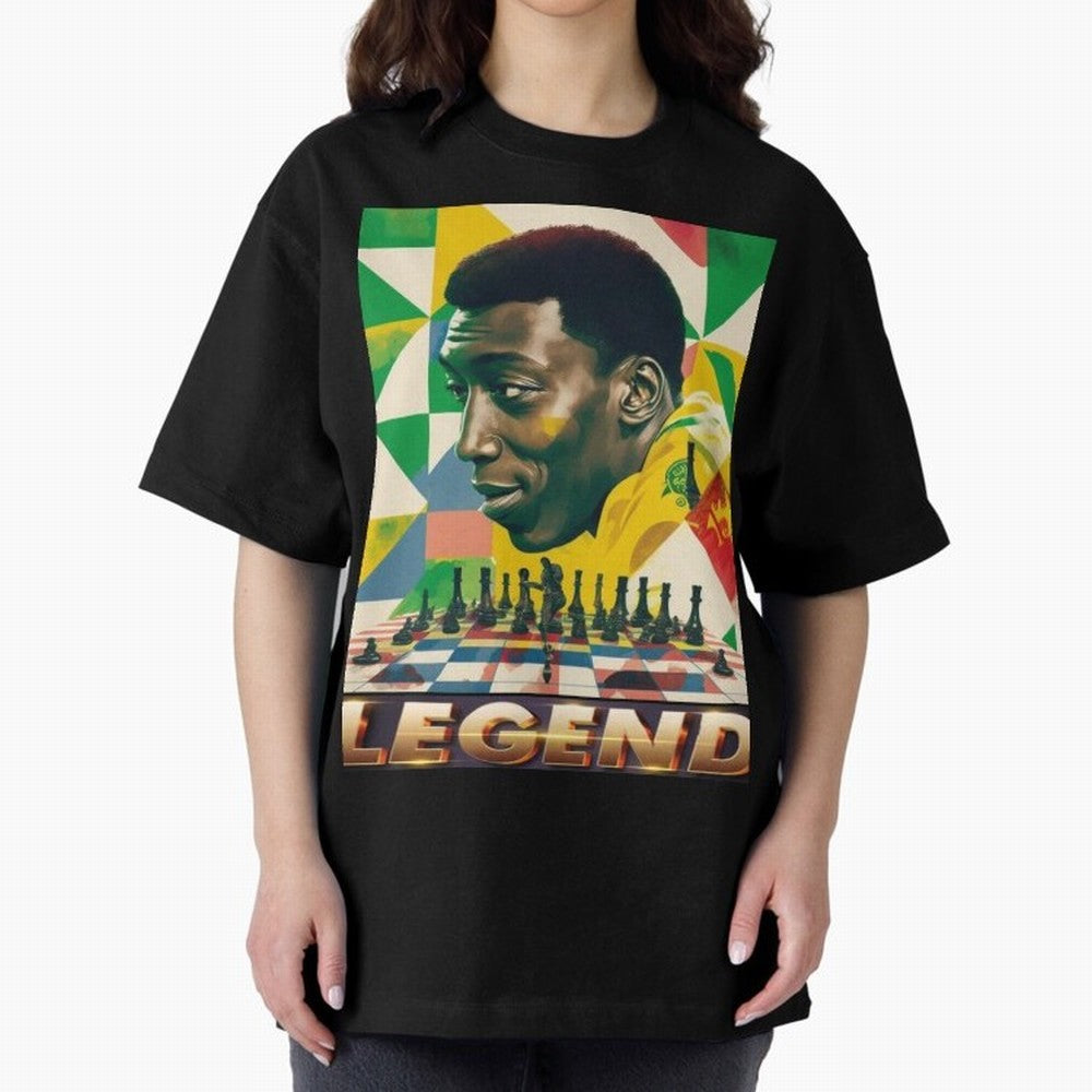 Signed Pele Shirt Oversized T-Shirt Cheer for FIFA World Cup 2026 Spirit, Highlighting England, Messi, CR7 and Mbappe, Championship Spirit, Famous Goals, Roaring Crowds and International Football Unity; Perfect for Supporters Who Want Bold Football