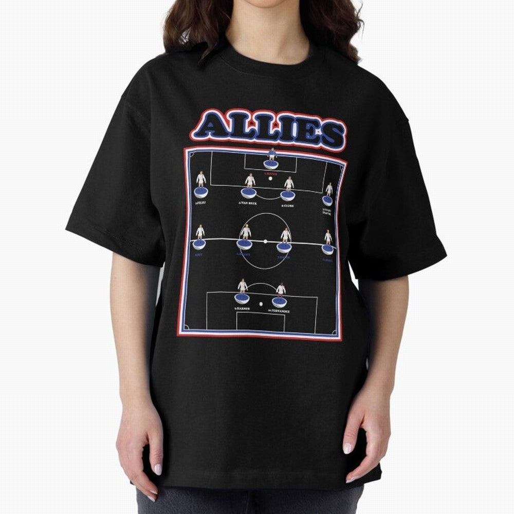 The Allies Team Line Up Oversized T-Shirt Join FIFA World Cup 2026 Spirit, Featuring Brazil, Messi, Neymar and Mbappe, Fan Favorite Moments, National Team Passion, Big Match Drama and Soccer History; Ideal for Football Dads, Football Moms, Friends,