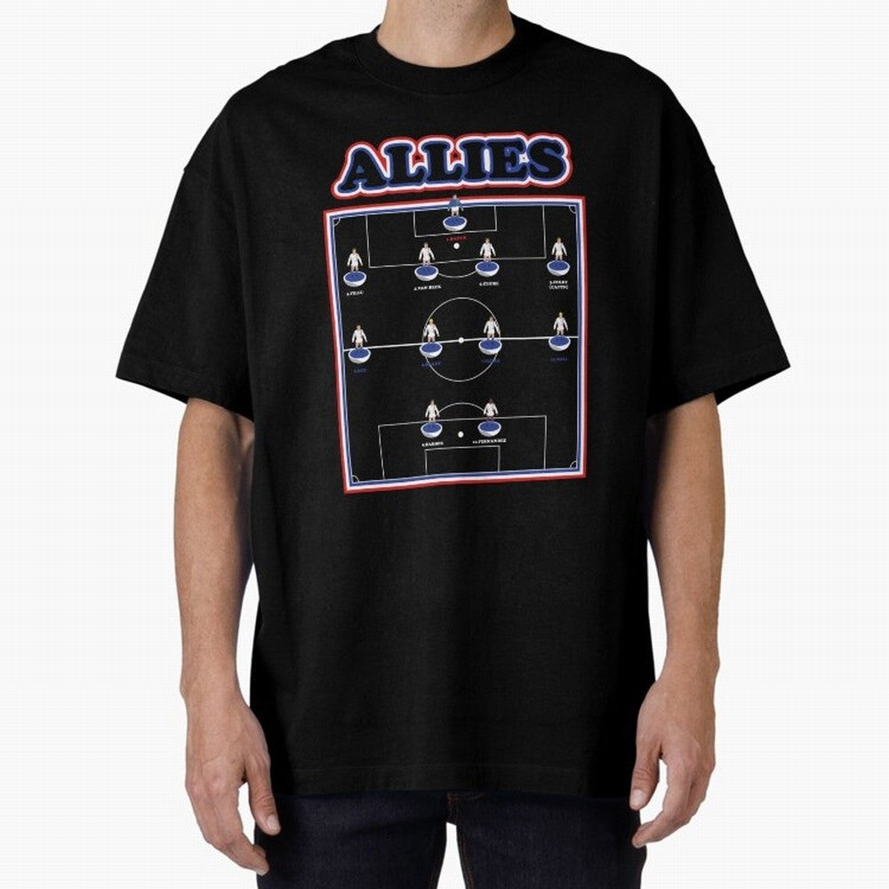 The Allies Team Line Up Oversized T-Shirt Join FIFA World Cup 2026 Spirit, Featuring Brazil, Messi, Neymar and Mbappe, Fan Favorite Moments, National Team Passion, Big Match Drama and Soccer History; Ideal for Football Dads, Football Moms, Friends,