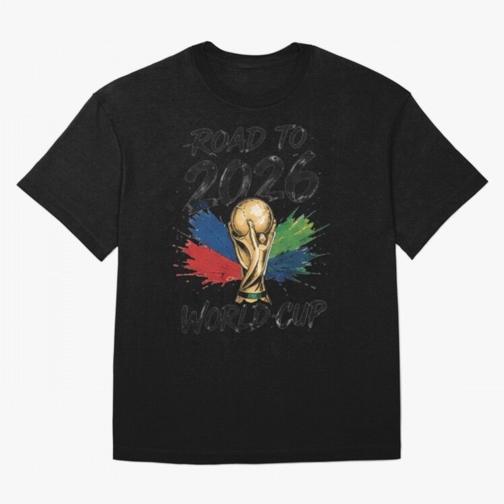 Road To 2026 World Cup Football Graphic Tee Classic T-Shirt Keep the Legacy of Global Football Passion for FIFA World Cup 2026, Highlighting Mbappe and Neymar, Brazil, Fan Favorite Moments, National Team Passion, Big Match Drama and Soccer History;
