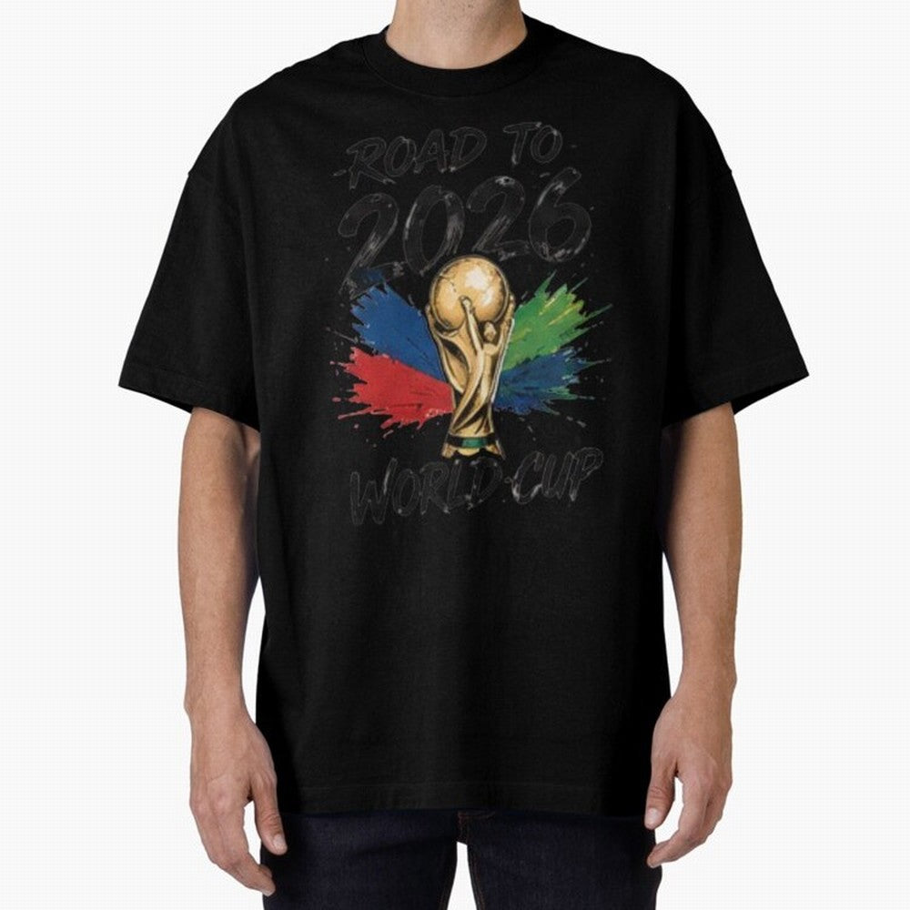 Road To 2026 World Cup Football Graphic Tee Classic T-Shirt Keep the Legacy of Global Football Passion for FIFA World Cup 2026, Highlighting Mbappe and Neymar, Brazil, Fan Favorite Moments, National Team Passion, Big Match Drama and Soccer History;