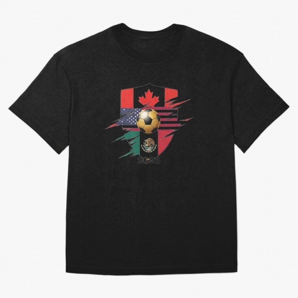 Golden Soccer Ball 2026 Host Nations Emblem Classic T-Shirt Join the Global Buzz around Global Football Passion for FIFA World Cup 2026 USA Canada Mexico, Centered on Cristiano Ronaldo, Haaland and CR7, England, Championship Spirit, Famous Goals,