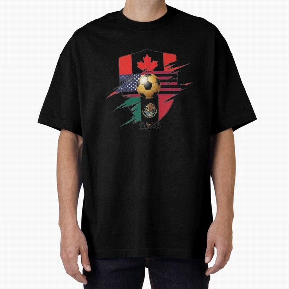Golden Soccer Ball 2026 Host Nations Emblem Classic T-Shirt Join the Global Buzz around Global Football Passion for FIFA World Cup 2026 USA Canada Mexico, Centered on Cristiano Ronaldo, Haaland and CR7, England, Championship Spirit, Famous Goals,