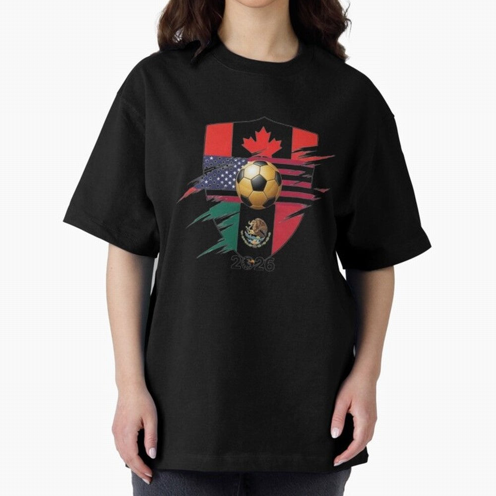 Golden Soccer Ball 2026 Host Nations Emblem Classic T-Shirt Join the Global Buzz around Global Football Passion for FIFA World Cup 2026 USA Canada Mexico, Centered on Cristiano Ronaldo, Haaland and CR7, England, Championship Spirit, Famous Goals,