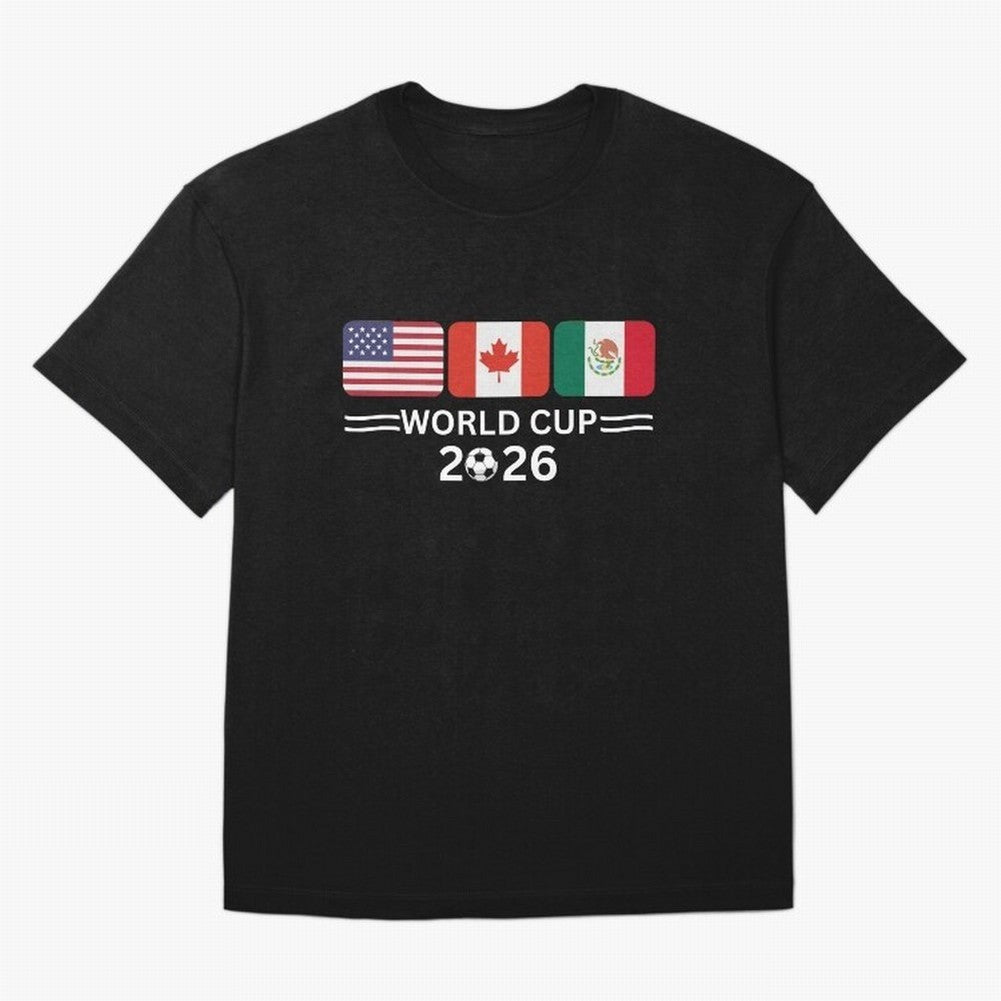 Football World Cup 2026 USA Canada Mexico Soccer & Football Fan Classic T-Shirt Represent the Passion of Global Football Passion for FIFA World Cup 2026 USA Canada Mexico, Connected to Messi, Neymar and Mbappe, Spain and Netherlands, Stadium
