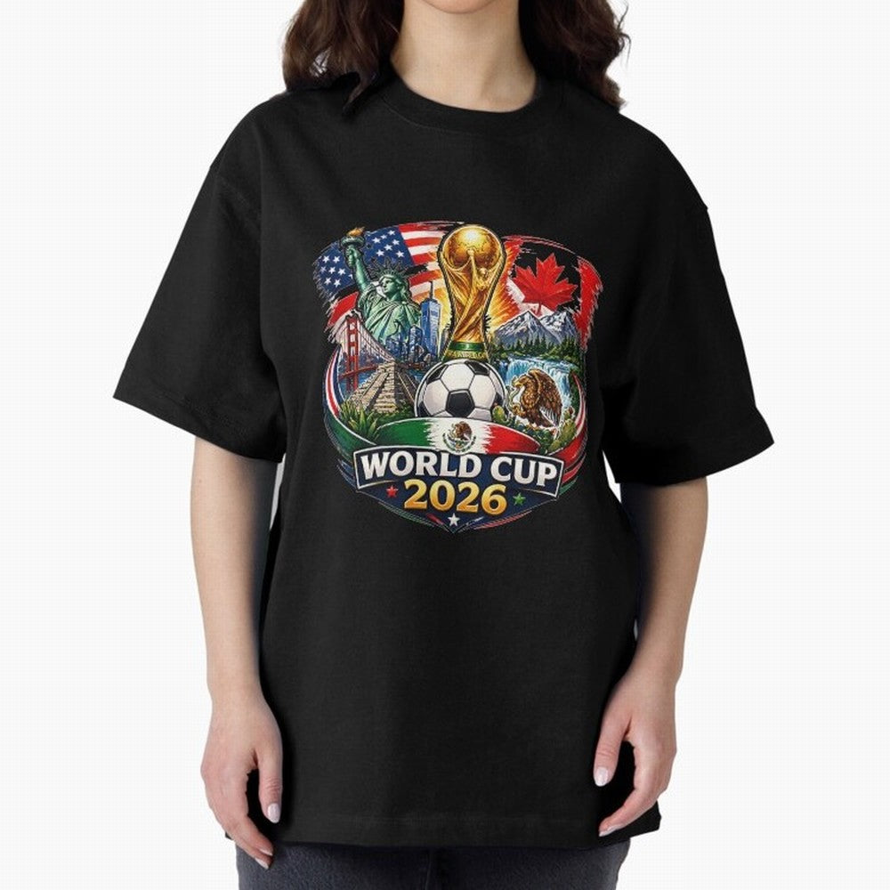 World Football 2026 USA Canada Mexico ¨C Soccer Fan Design Retro Travel Style Classic T-Shirt Join the Global Buzz around Global Football Passion for FIFA World Cup 2026 Group Stage, Celebrating Messi, Neymar and Mbappe, England and Germany,
