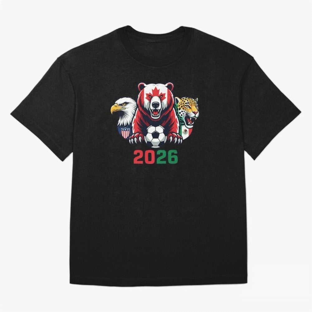 World Cup 2026 USA Canada Mexico Host Mascots Classic T-Shirt Bring the FIFA World Cup 2026 USA Canada Mexico Journey through Neymar Highlights, England Pride, Football Passion, Legendary Performances, Festival Vibes and Supporter Community; Made