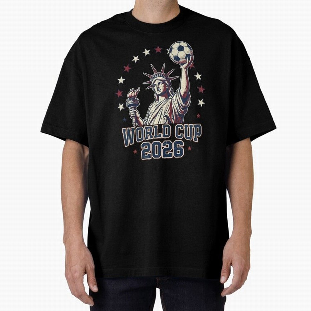 World Cup 2026 USA Soccer Statue Liberty Classic T-Shirt Stand with Global Football Passion for FIFA World Cup 2026, Featuring Haaland, Spain and Netherlands, Sports Nostalgia, International Competition, Famous Players and Unforgettable Victories;