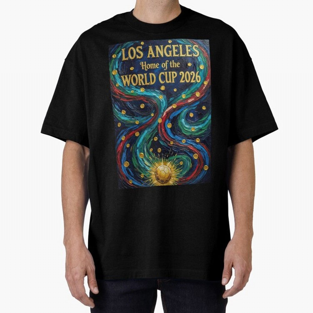 Los Angeles Home of the World Cup 2026 Soccer Fan ¡ª Moody Jewel Art Print Classic T-Shirt Honor the Football Icons of FIFA World Cup 2026 USA Canada Mexico for Fans of Messi, Neymar and Mbappe and Portugal, Bringing Football Festival Excitement,