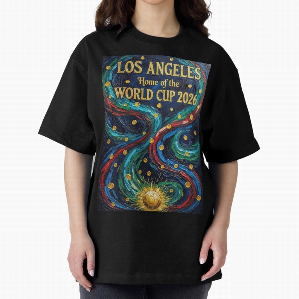 Los Angeles Home of the World Cup 2026 Soccer Fan ¡ª Moody Jewel Art Print Classic T-Shirt Honor the Football Icons of FIFA World Cup 2026 USA Canada Mexico for Fans of Messi, Neymar and Mbappe and Portugal, Bringing Football Festival Excitement,