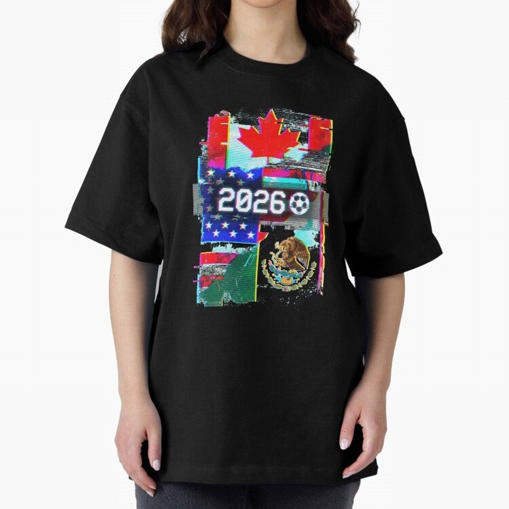 Glitched United 2026 - North America Tournament Emblem Classic T-Shirt Mark the FIFA World Cup 2026 USA Canada Mexico Journey through Mbappe Highlights, Portugal Pride, Stadium Chants, National Pride, Trophy Dreams and Unforgettable Football