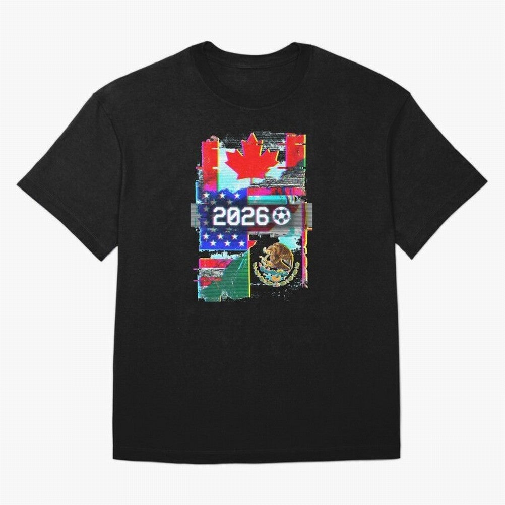 Glitched United 2026 - North America Tournament Emblem Classic T-Shirt Mark the FIFA World Cup 2026 USA Canada Mexico Journey through Mbappe Highlights, Portugal Pride, Stadium Chants, National Pride, Trophy Dreams and Unforgettable Football