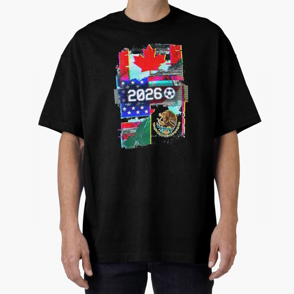 Glitched United 2026 - North America Tournament Emblem Classic T-Shirt Mark the FIFA World Cup 2026 USA Canada Mexico Journey through Mbappe Highlights, Portugal Pride, Stadium Chants, National Pride, Trophy Dreams and Unforgettable Football