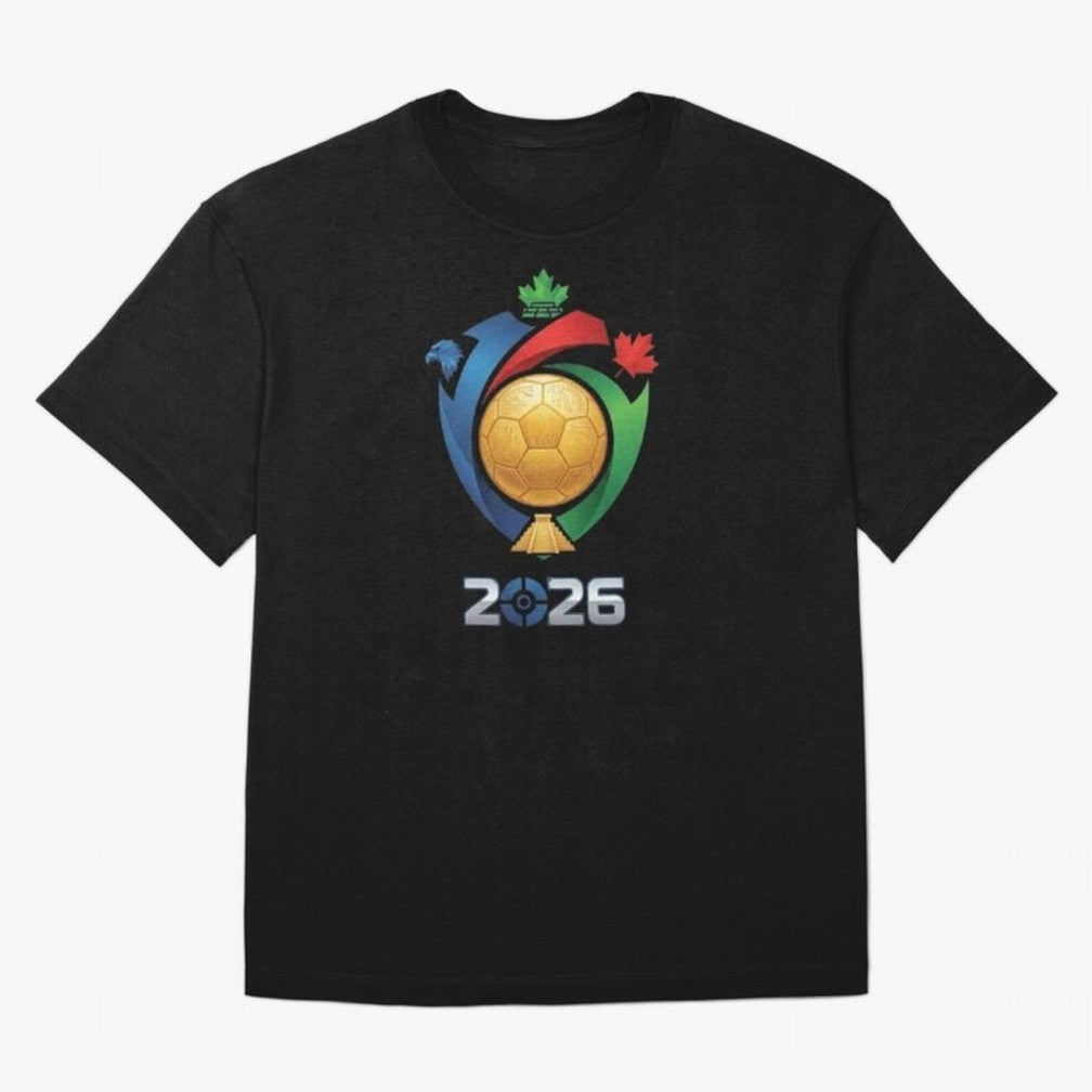 Golden Soccer Ball 2026 Host Nations Emblem Classic T-Shirt Join Match Day Hype around FIFA World Cup 2026, Cristiano Ronaldo, Haaland and CR7, England, Retro Football Energy, Iconic Rivalries, Trophy Chase Drama and Stadium Atmosphere; Great for