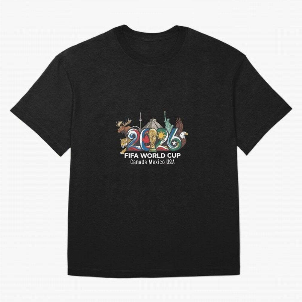 Skyline Landmarks 2026 World Cup Classic T-Shirt Feel the FIFA World Cup 2026 Group Stage Journey through Messi and Cristiano Ronaldo Highlights, Argentina and Brazil Pride, Match Day Excitement, Supporter Culture, Golden Goals and Global Football