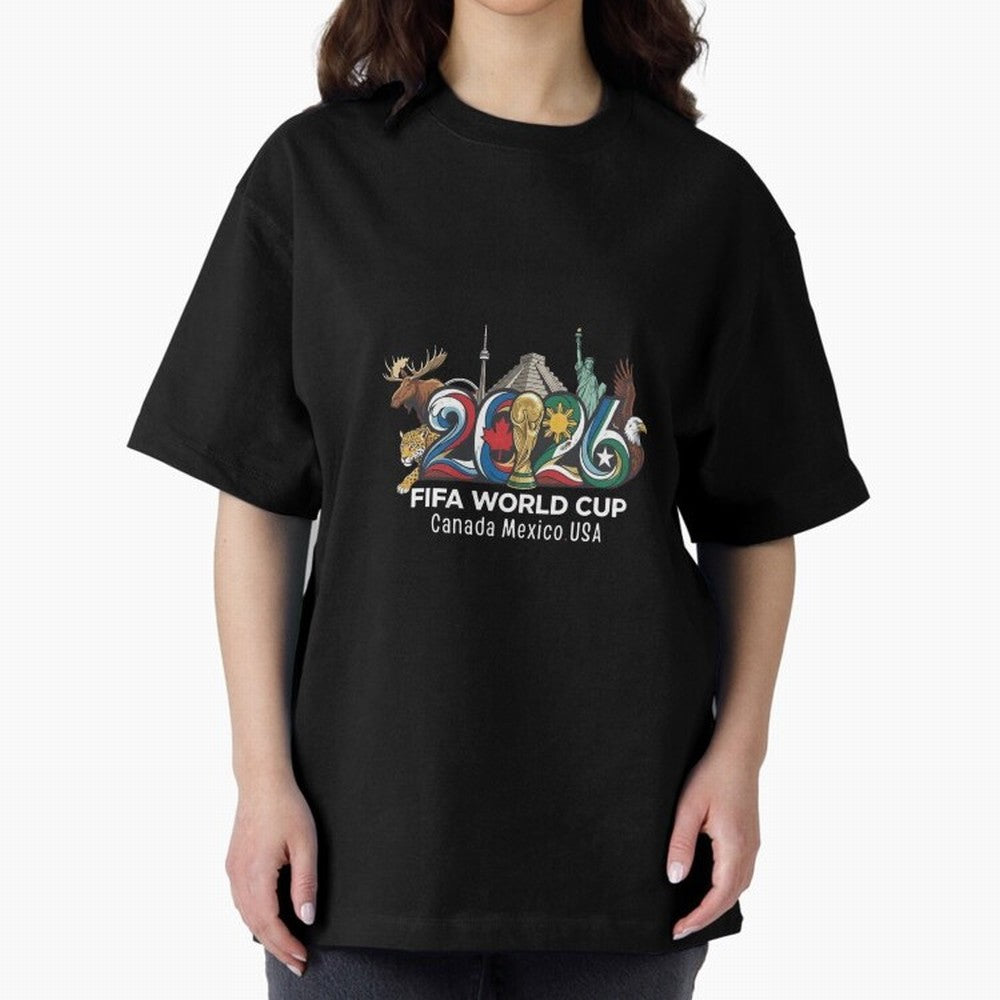 Skyline Landmarks 2026 World Cup Classic T-Shirt Feel the FIFA World Cup 2026 Group Stage Journey through Messi and Cristiano Ronaldo Highlights, Argentina and Brazil Pride, Match Day Excitement, Supporter Culture, Golden Goals and Global Football