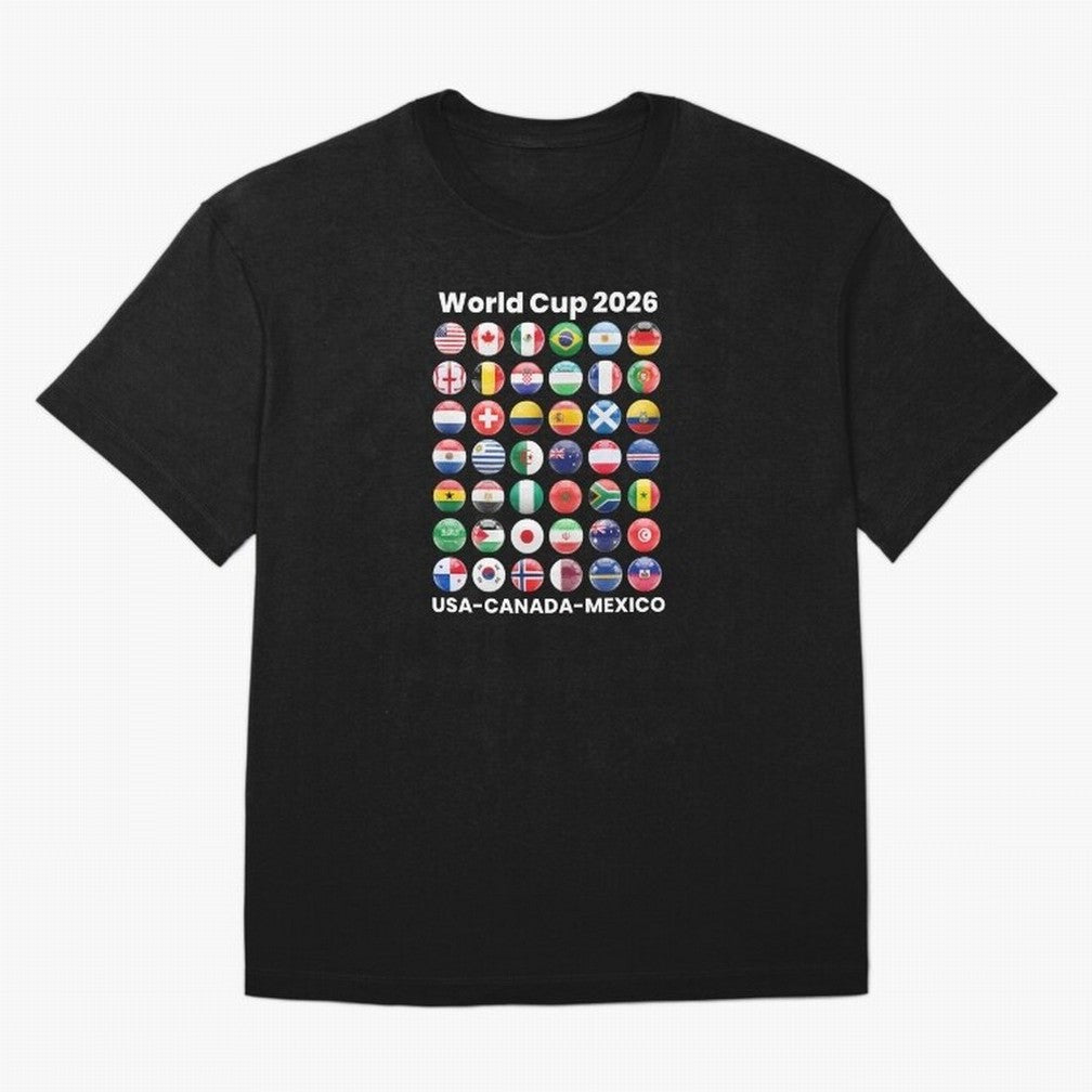 Soccer World Cup 2026 all Country Ball Football Fan Game Day Youth Sports Apparel For Men Women Kids Clothing Classic T-Shirt Bring FIFA World Cup 2026 USA Canada Mexico for Fans of CR7 and Messi and Argentina, Bringing Championship Spirit, Famous
