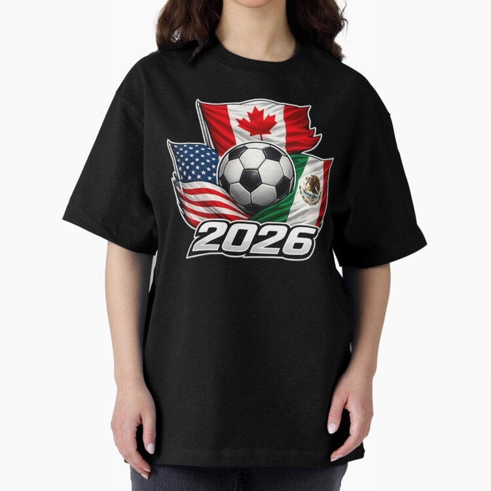 Soccer 2026 USA Canada Mexico ¨C World Football Flags Classic T-Shirt Cheer for Global Football Passion for FIFA World Cup 2026, Highlighting Messi, Neymar and Mbappe, England and Germany, Championship Spirit, Famous Goals, Roaring Crowds and