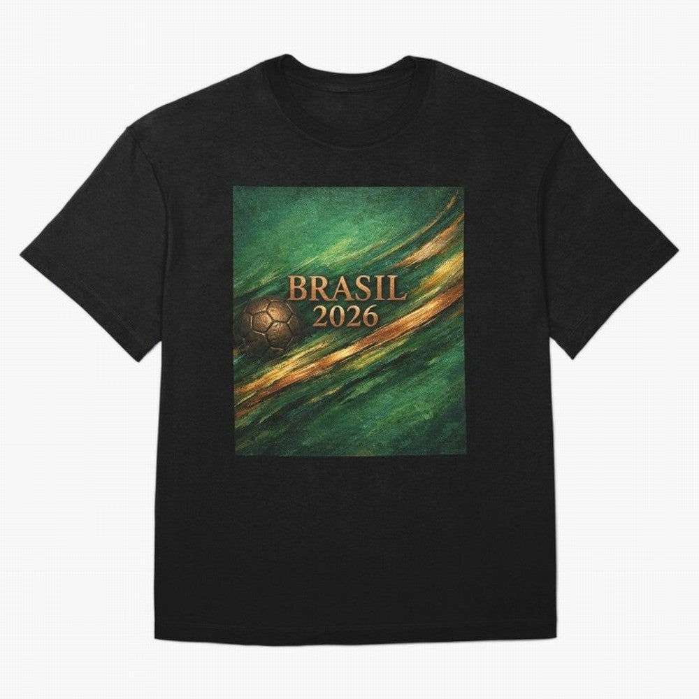 Brasil 2026 Soccer Theme Dark Green Classic T-Shirt Make Memories around Match Day Hype around FIFA World Cup 2026 Group Stage, Messi, France, Vintage Soccer Flavor, Modern Football Stars, National Flags and Final Night Emotion; Built for