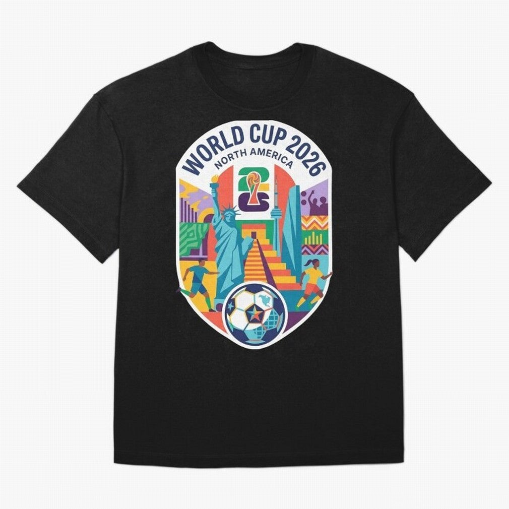 World Cup 2026 North America Soccer Tournament Colorful Emblem Classic T-Shirt Step into Match Day Hype around FIFA World Cup 2026 Group Stage, CR7 and Messi, Spain and Netherlands, Sports Nostalgia, International Competition, Famous Players and