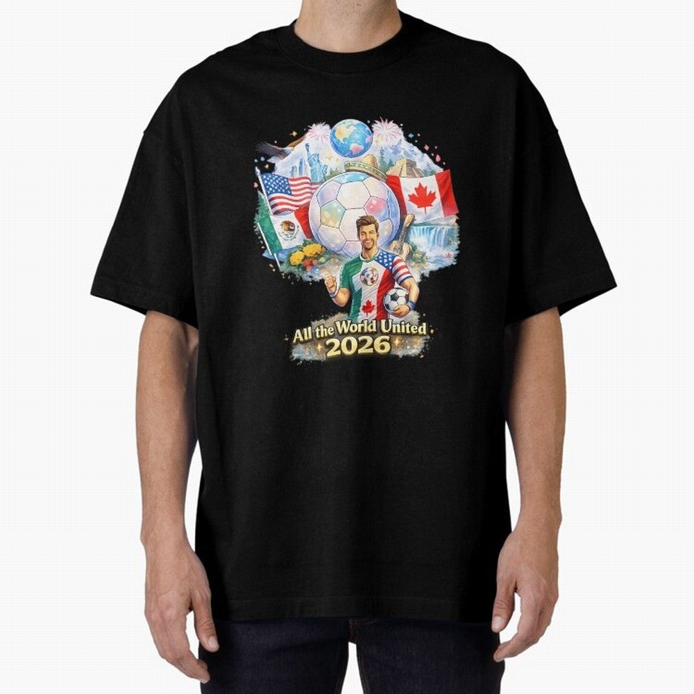 All The World United 2026 Football Classic T-Shirt Showcase FIFA World Cup 2026 Group Stage for Fans of CR7 and Messi and France, Bringing Match Day Excitement, Supporter Culture, Golden Goals and Global Football Passion; Ideal for Passionate Fans