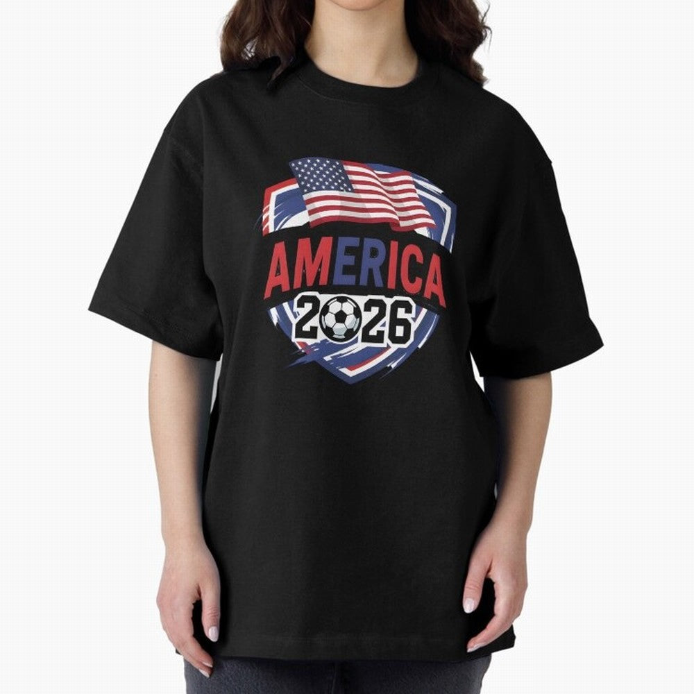 America World Cup 2026 ¨C USA Football Classic T-Shirt Upgrade the FIFA World Cup 2026 USA Canada Mexico Journey through Cristiano Ronaldo Highlights, England and Germany Pride, Football Passion, Legendary Performances, Festival Vibes and Supporter