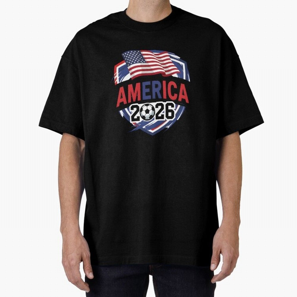 America World Cup 2026 ¨C USA Football Classic T-Shirt Upgrade the FIFA World Cup 2026 USA Canada Mexico Journey through Cristiano Ronaldo Highlights, England and Germany Pride, Football Passion, Legendary Performances, Festival Vibes and Supporter