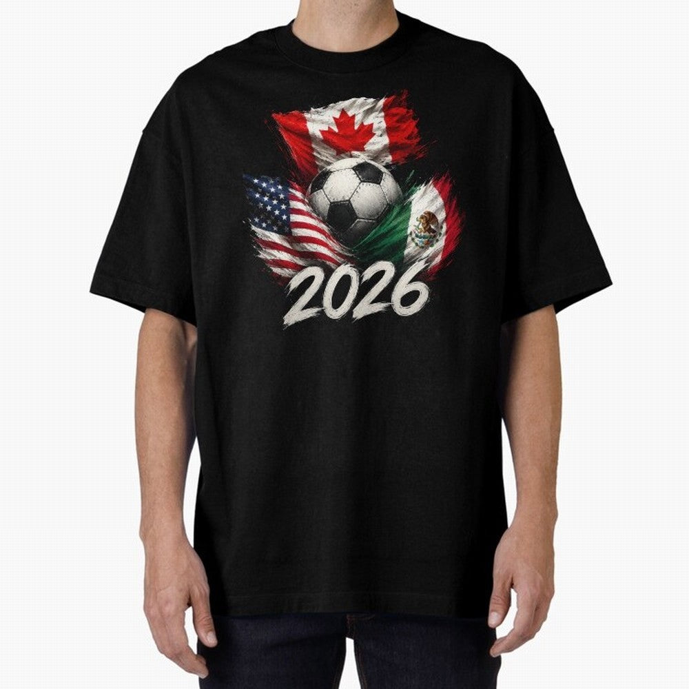 Soccer 2026 USA Canada Mexico ¨C World Football Flags Design Classic T-Shirt Mark Global Football Passion for FIFA World Cup 2026 USA Canada Mexico, with Messi, Neymar and Mbappe, Brazil, Retro Football Energy, Iconic Rivalries, Trophy Chase Drama