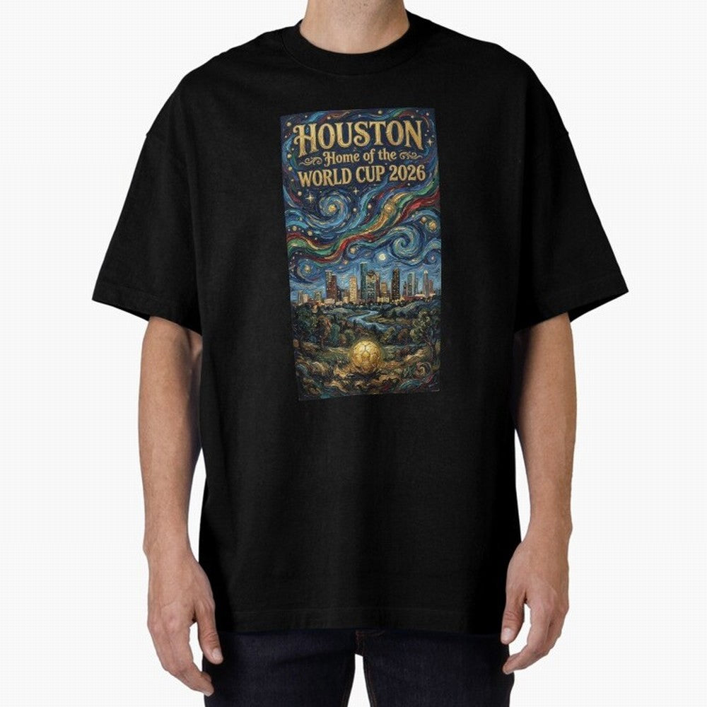 Houston Starry Night Skyline World Cup 2026 Soccer Poster ¡ª Van Gogh Fine Art Print Classic T-Shirt Honor the Beautiful Game during FIFA World Cup 2026 for Fans of Cristiano Ronaldo and Brazil, Bringing Football History, Final Match Energy, Crowd