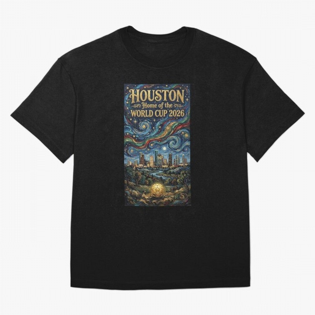 Houston Starry Night Skyline World Cup 2026 Soccer Poster ¡ª Van Gogh Fine Art Print Classic T-Shirt Honor the Beautiful Game during FIFA World Cup 2026 for Fans of Cristiano Ronaldo and Brazil, Bringing Football History, Final Match Energy, Crowd
