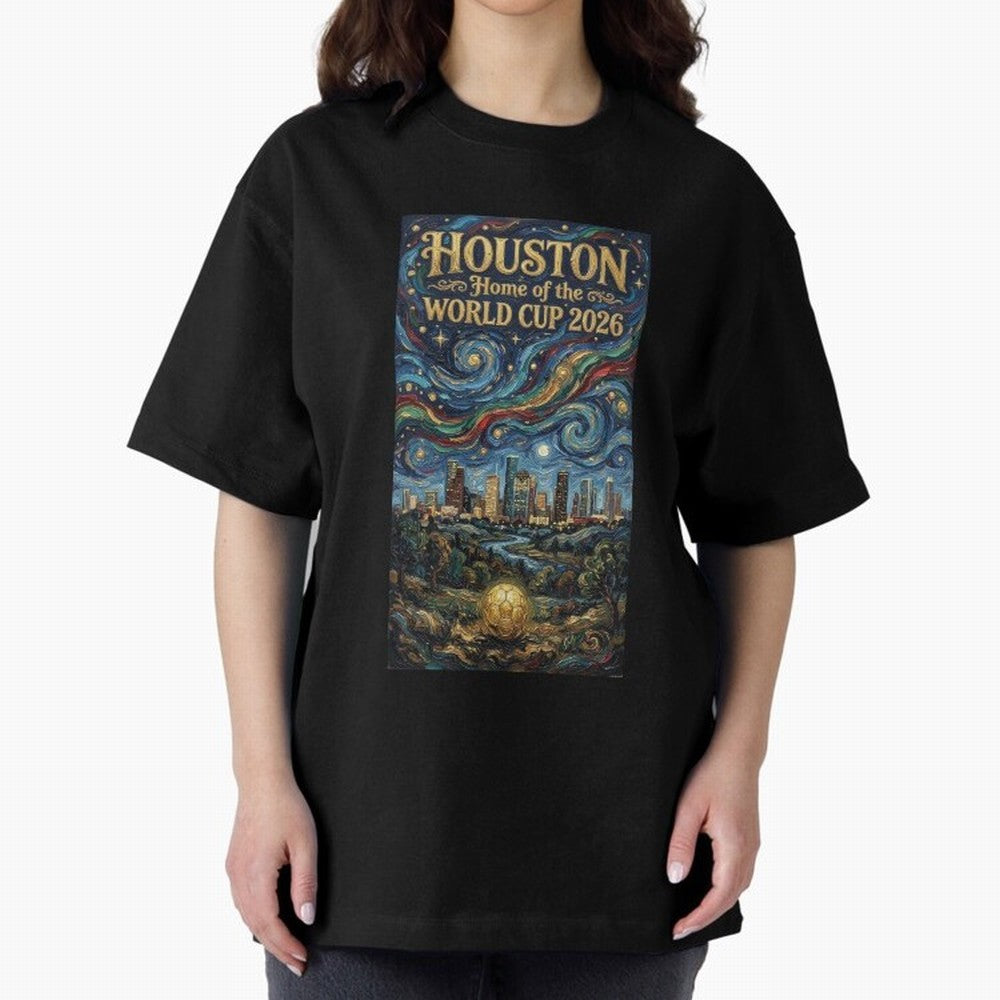 Houston Starry Night Skyline World Cup 2026 Soccer Poster ¡ª Van Gogh Fine Art Print Classic T-Shirt Honor the Beautiful Game during FIFA World Cup 2026 for Fans of Cristiano Ronaldo and Brazil, Bringing Football History, Final Match Energy, Crowd