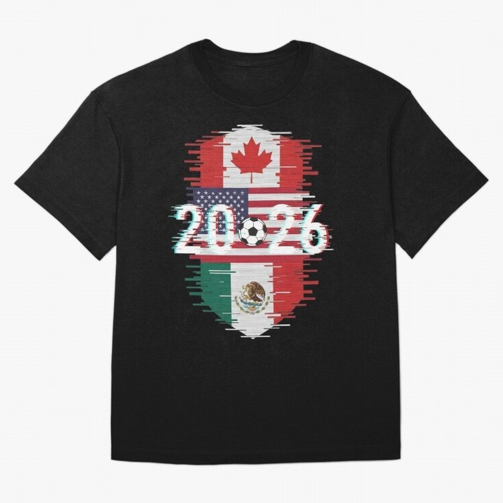 Glitched United 2026 - North America Emblem Classic T-Shirt Celebrate Classic Football Spirit in FIFA World Cup 2026 for Fans of Messi, Neymar and Mbappe and Netherlands, Bringing Match Day Excitement, Supporter Culture, Golden Goals and Global