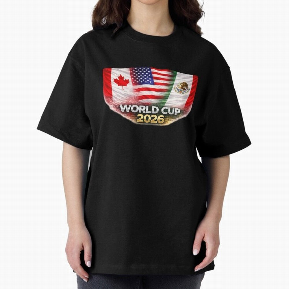 World Cup 2026 North America Flags Design ¨C USA Canada Mexico Soccer Fan Graphic Classic T-Shirt Fuel the FIFA World Cup 2026 Journey through Cristiano Ronaldo Highlights, England Pride, Sports Nostalgia, International Competition, Famous Players