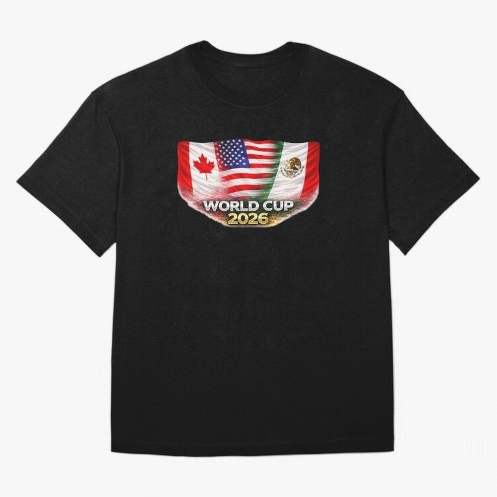 World Cup 2026 North America Flags Design ¨C USA Canada Mexico Soccer Fan Graphic Classic T-Shirt Fuel the FIFA World Cup 2026 Journey through Cristiano Ronaldo Highlights, England Pride, Sports Nostalgia, International Competition, Famous Players