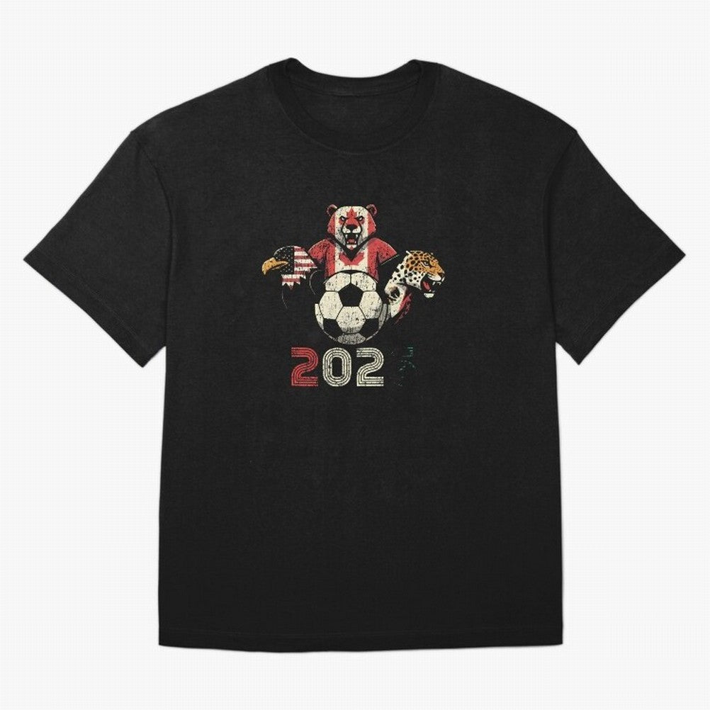 United 2026 Soccer Mascots North America Tournament T-Shirt_83157189 Classic T-Shirt Live the Energy of FIFA World Cup 2026 Inspired by Neymar, Portugal, Spain and Germany Energy, Worldwide Fan Energy, Dramatic Goals, Stadium Lights and
