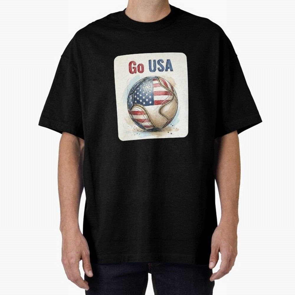 Go USA Soccer Ball Flag | American Football Fan Graphic Tee Classic T-Shirt Bring International Match Energy to Match Day Hype around FIFA World Cup 2026 USA Canada Mexico, Neymar, Haaland and Cristiano Ronaldo, Brazil, Portugal and Argentina,