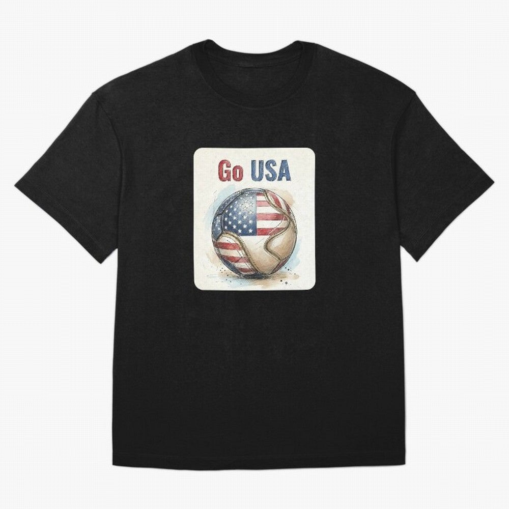 Go USA Soccer Ball Flag | American Football Fan Graphic Tee Classic T-Shirt Bring International Match Energy to Match Day Hype around FIFA World Cup 2026 USA Canada Mexico, Neymar, Haaland and Cristiano Ronaldo, Brazil, Portugal and Argentina,