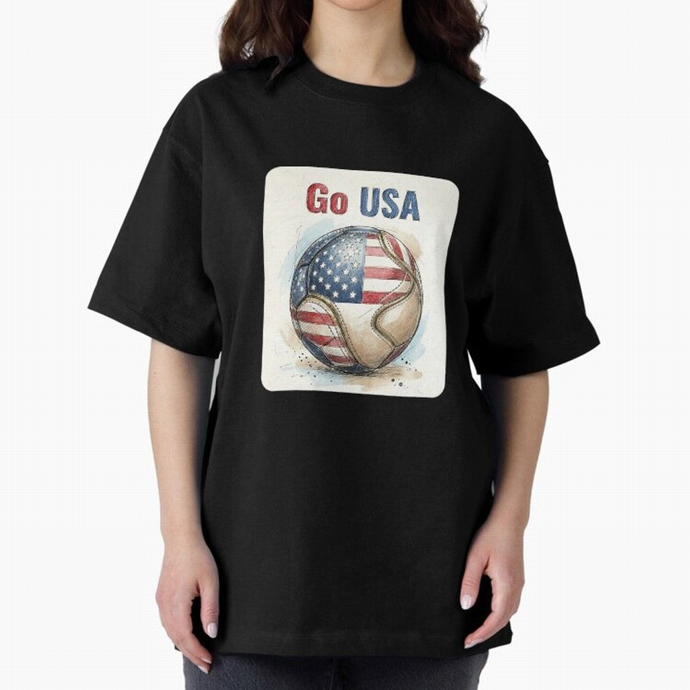 Go USA Soccer Ball Flag | American Football Fan Graphic Tee Classic T-Shirt Bring International Match Energy to Match Day Hype around FIFA World Cup 2026 USA Canada Mexico, Neymar, Haaland and Cristiano Ronaldo, Brazil, Portugal and Argentina,