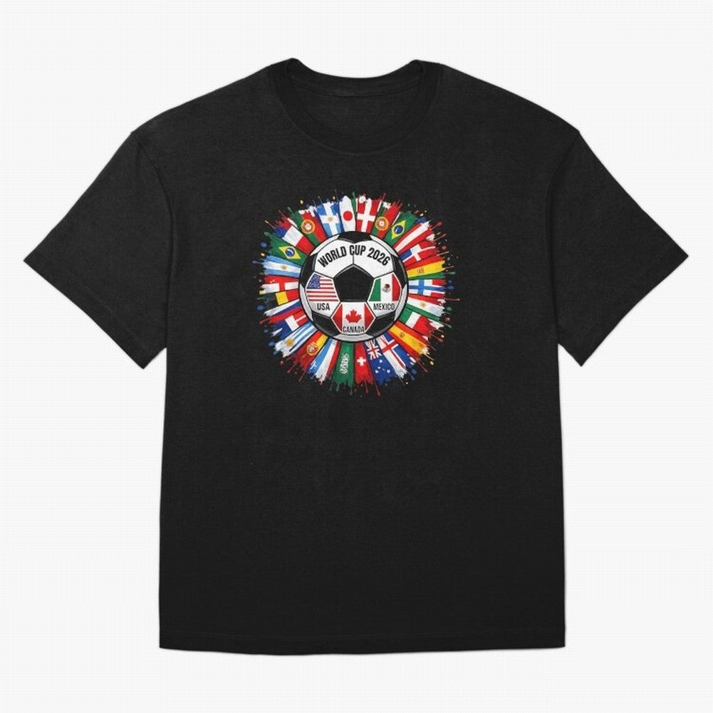 World Cup 2026 Shirt Soccer Tournament Fan Design International Flags Football Graphic Tee Sports Lover Gift Classic T-Shirt Celebrate Every Goal in FIFA World Cup 2026 for Fans of CR7 and England, Bringing Stadium Chants, National Pride, Trophy