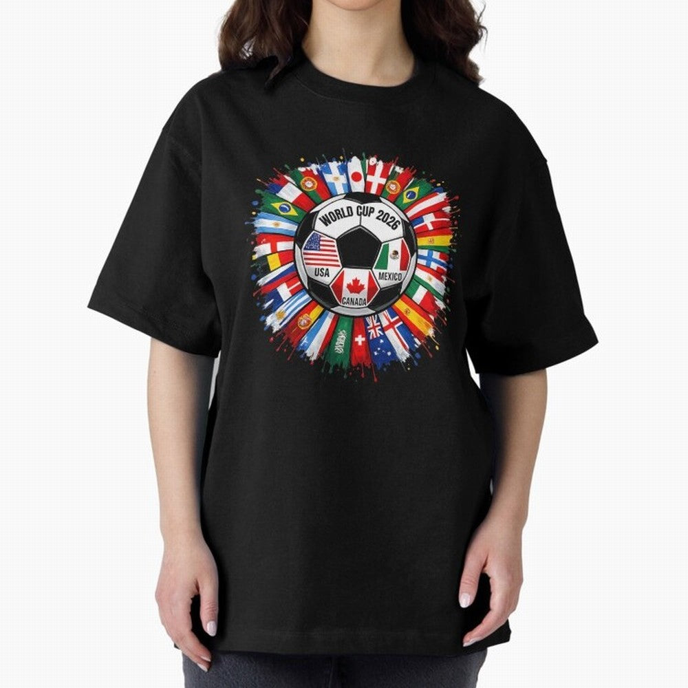 World Cup 2026 Shirt Soccer Tournament Fan Design International Flags Football Graphic Tee Sports Lover Gift Classic T-Shirt Celebrate Every Goal in FIFA World Cup 2026 for Fans of CR7 and England, Bringing Stadium Chants, National Pride, Trophy