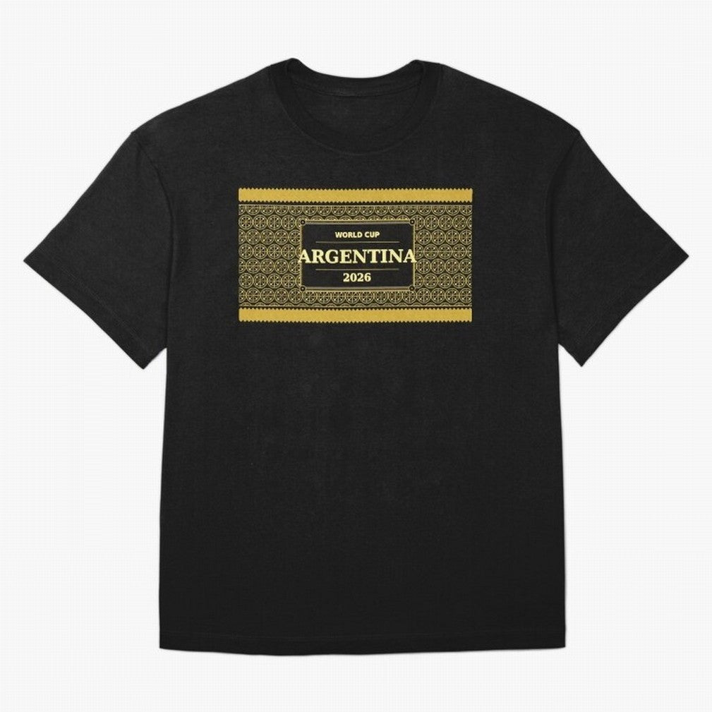 Argentina Football Fan 2026 Black Gold Luxury ¡ª Defending Champions Classic T-Shirt Make Game Day About Match Day Hype around FIFA World Cup 2026, Messi, France and Portugal, Football Festival Excitement, Trophy Ambitions, Country Rivalries and