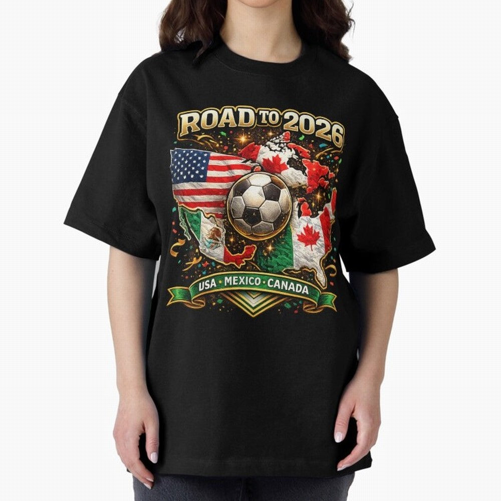 Road to 2026 Soccer Tournament - USA Mexico Canada Flags Classic T-Shirt Celebrate Unforgettable Nights in FIFA World Cup 2026 for Fans of Haaland and Mbappe and Spain, Bringing Soccer Culture, Superstar Moments, National Team Dreams and