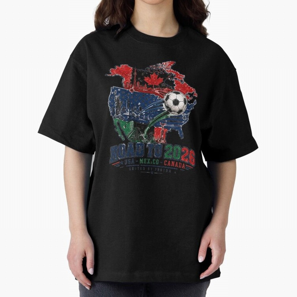 Road to 2026 USA Mexico Canada Soccer Badge Classic T-Shirt Wear the Spirit of Global Football Passion for FIFA World Cup 2026, Built around Mbappe, Portugal, Retro Football Energy, Iconic Rivalries, Trophy Chase Drama and Stadium Atmosphere;