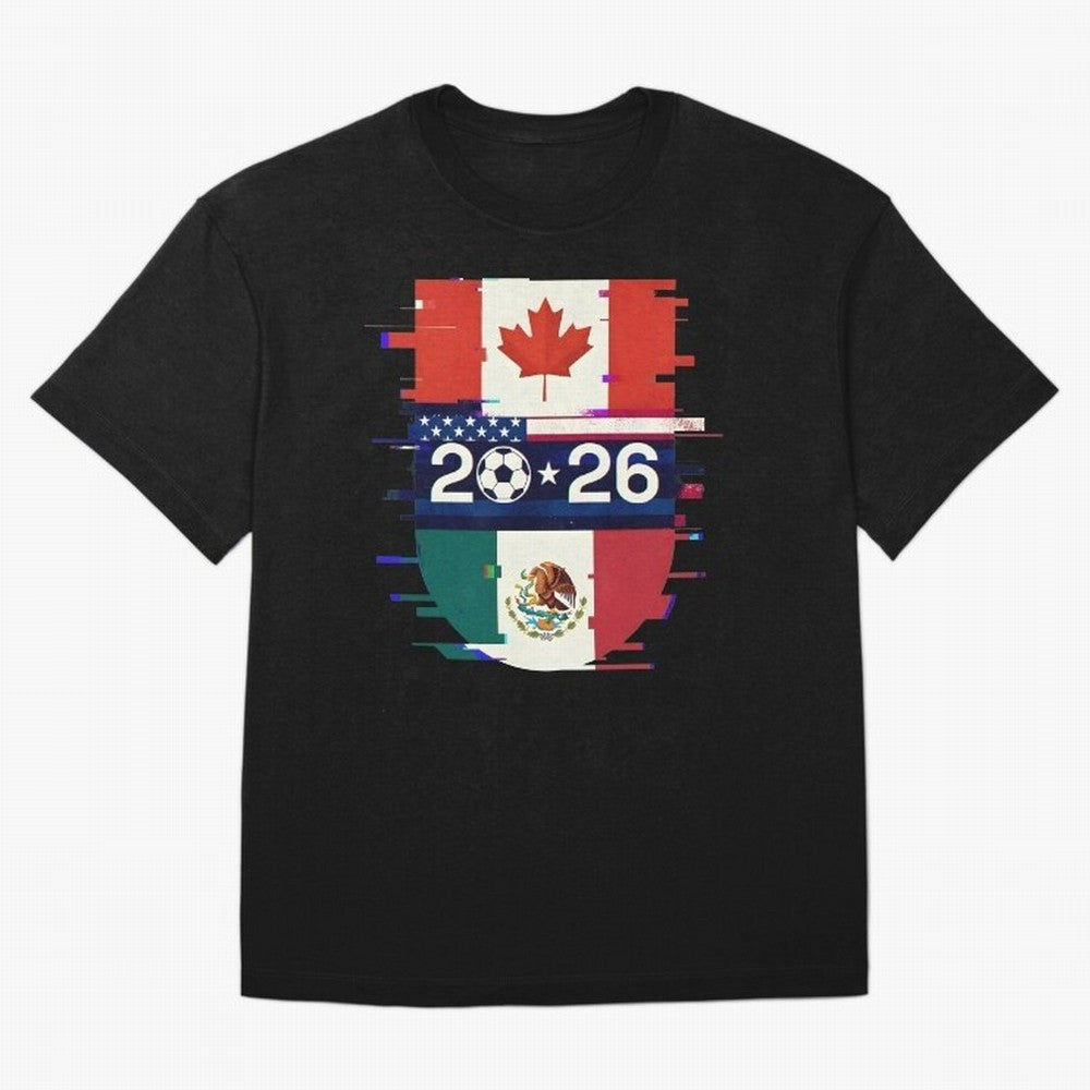 Glitched United 2026 - North America Emblem Cup Classic T-Shirt Bring International Match Energy to FIFA World Cup 2026 USA Canada Mexico Spirit, Featuring Argentina, Messi, Champion Mindset, Group Stage Buzz, Knockout Tension and Passionate Fan