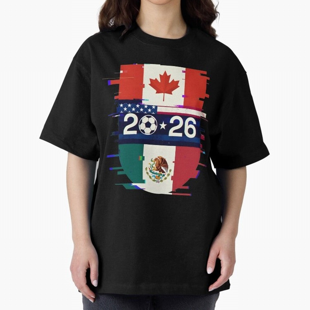Glitched United 2026 - North America Emblem Cup Classic T-Shirt Bring International Match Energy to FIFA World Cup 2026 USA Canada Mexico Spirit, Featuring Argentina, Messi, Champion Mindset, Group Stage Buzz, Knockout Tension and Passionate Fan